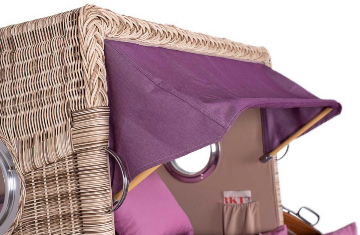 STRANDKORB XXL Düne Grande Teak PE Shell - Violett/Lila, Metall (142/170/95cm) - Mr. Deko