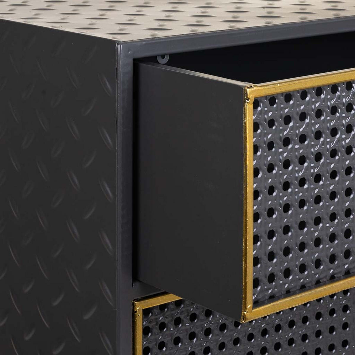 NACHTTISCH aus Metall, schwarz, 50x30x62cm - Grau, Metall (50/62/30cm) - Wanderlust