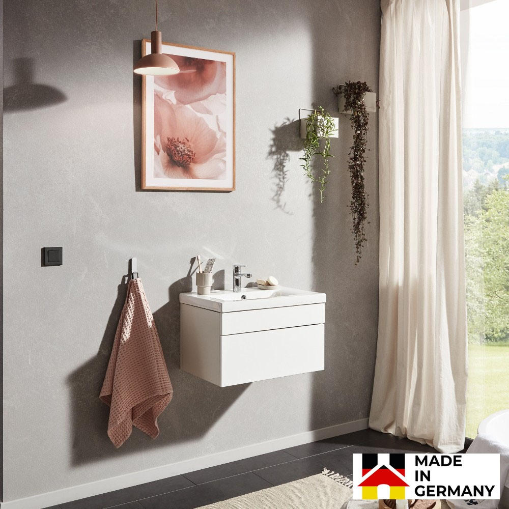 BADMÖBEL WANGEROOGE S - Farbe: Weiß, Größe: S - Weiß, Holz/Keramik (31/41.5/61cm) - Home Deluxe