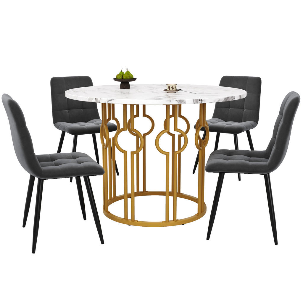 FLIEKS JÍDELNÍ SESTAVA 5dílná Kulatá 100cm MDF Samet