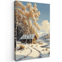 SLIKA NA PLATNU Zima 90x140 cm - svetlo rjava, tekstil (90/140cm) - MuchoWow
