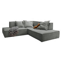 ECKSOFA SAMU Grau Webstoff - Schwarz/Grau, Textil (226/224cm) - KAWOLA