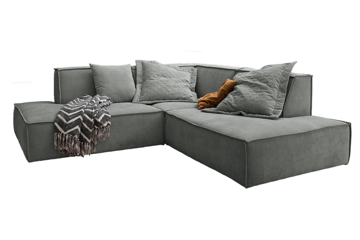ECKSOFA SAMU Grau Webstoff - Schwarz/Grau, Textil (226/224cm) - KAWOLA