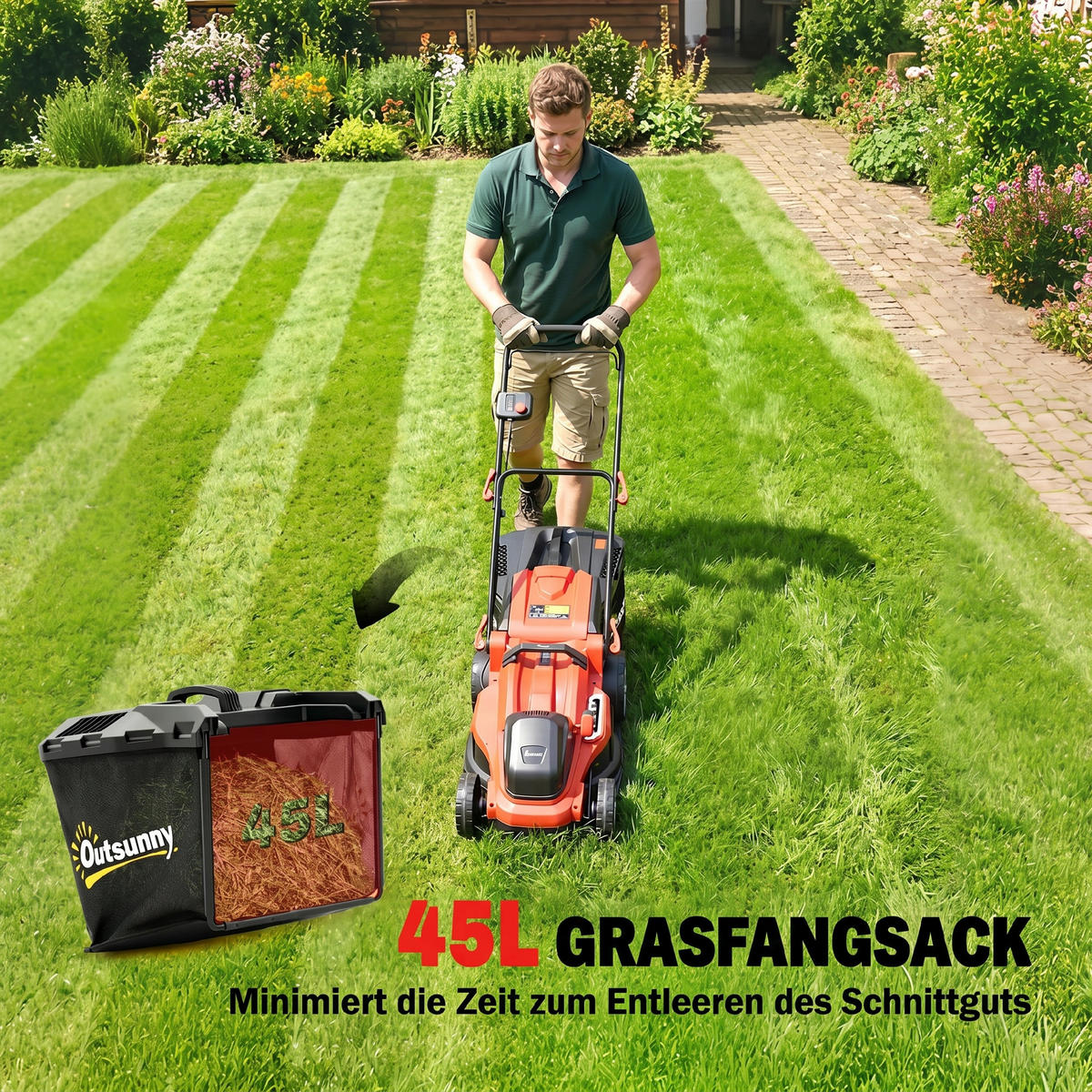 RASENMÄHER Kunststoff Metall Rot - Rot, Kunststoff (46/109/131cm) - Outsunny