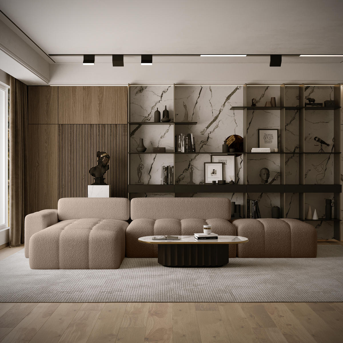 ECKSOFA RIFU LA mit Schlaffunktion, Braun - Braun, Textil (363/185cm) - Fedve