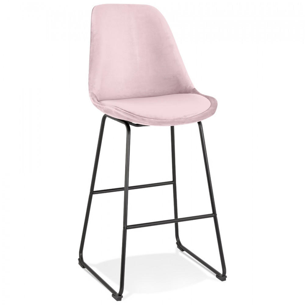 BARHOCKER Rosa 48x119x55cm - Schwarz/Rosa, Textil/Metall (48/119/55cm) - AlterEgo