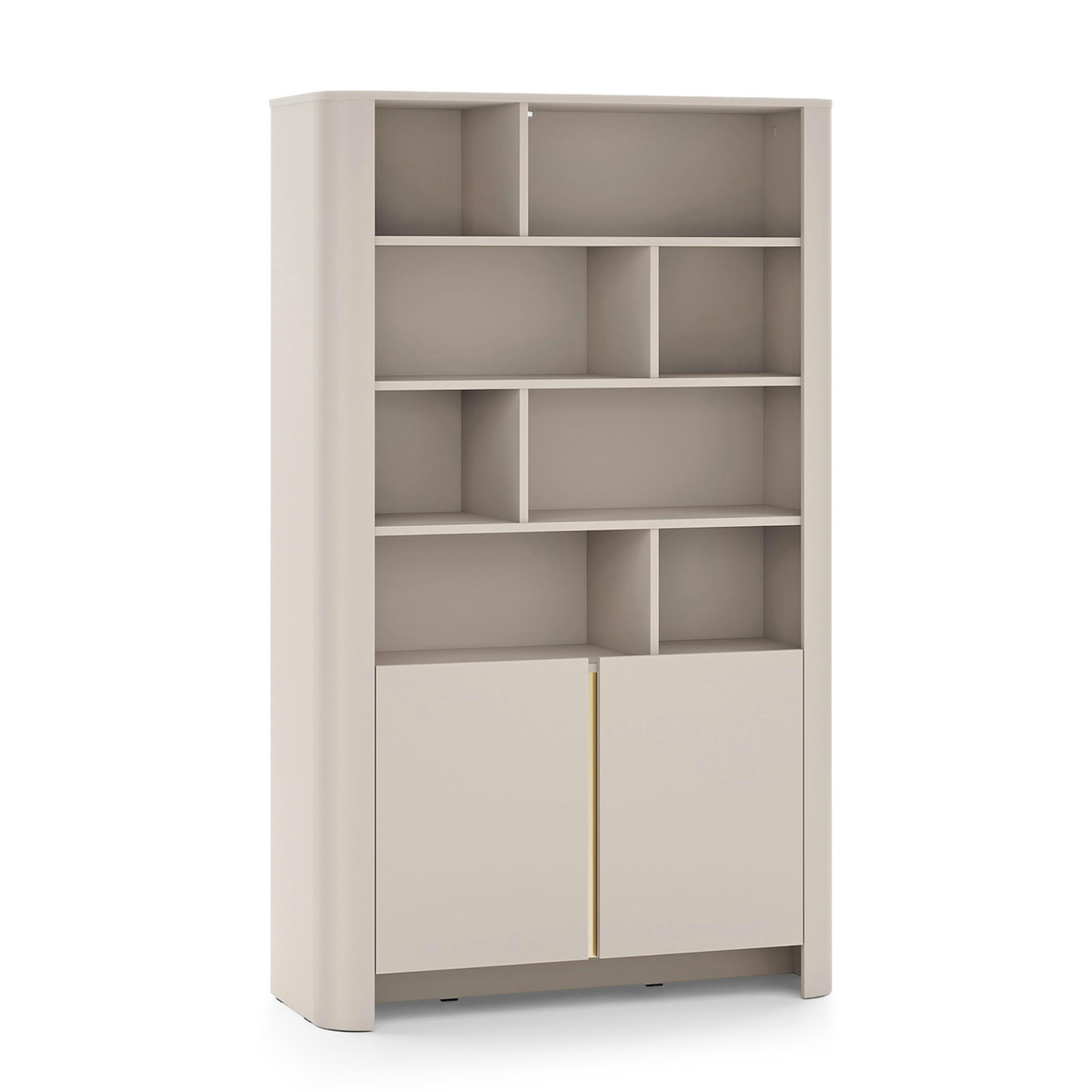 BÜCHERREGAL AMOS REG1-2D Abgerundeter Korpus, Kaschmir - Kaschmir, Holzwerkstoff/Kunststoff (103/170/39cm) - Komodee