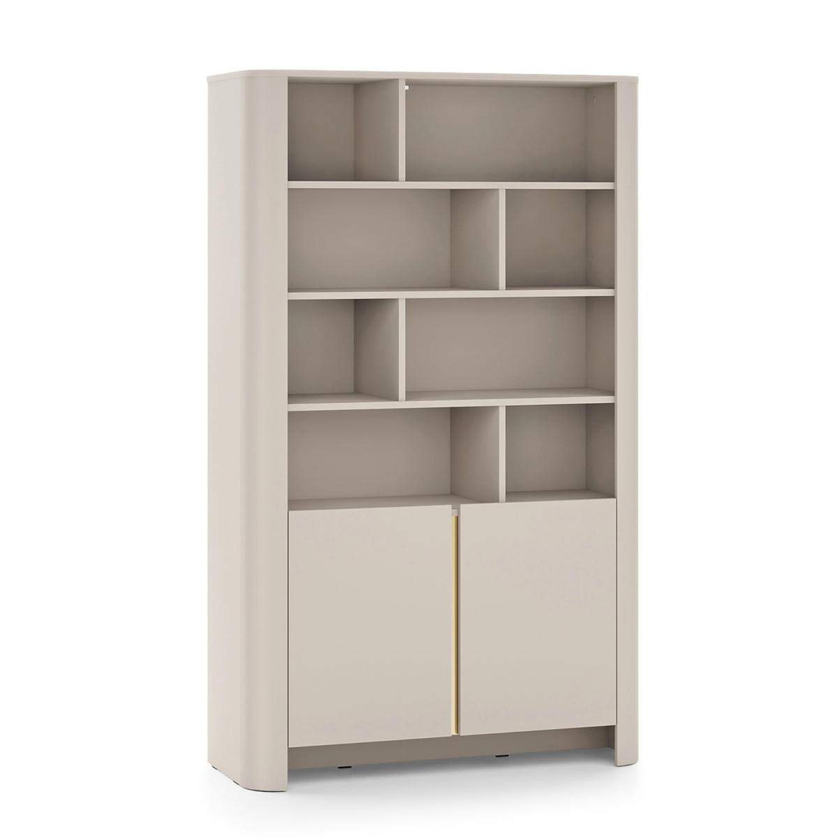 BÜCHERREGAL AMOS REG1-2D Abgerundeter Korpus, Kaschmir - Kaschmir, Holzwerkstoff/Kunststoff (103/170/39cm) - Komodee