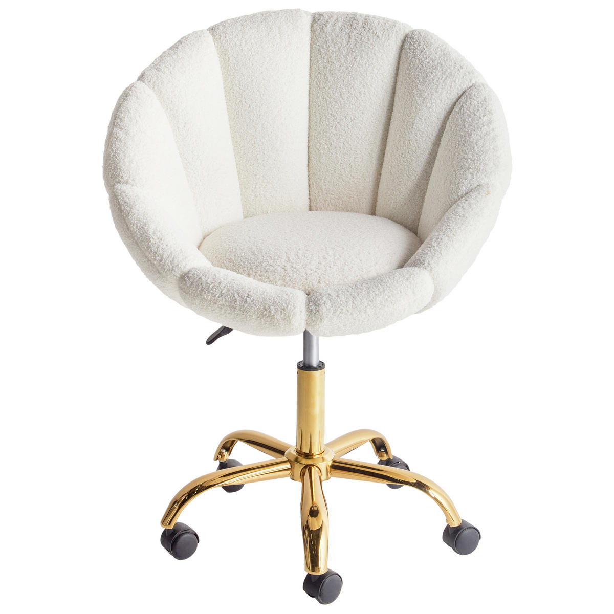SCHREIBTISCHSTUHL Weiß Annabelle - Goldfarben/Schwarz, Textil (66/81/39cm) - Beliani