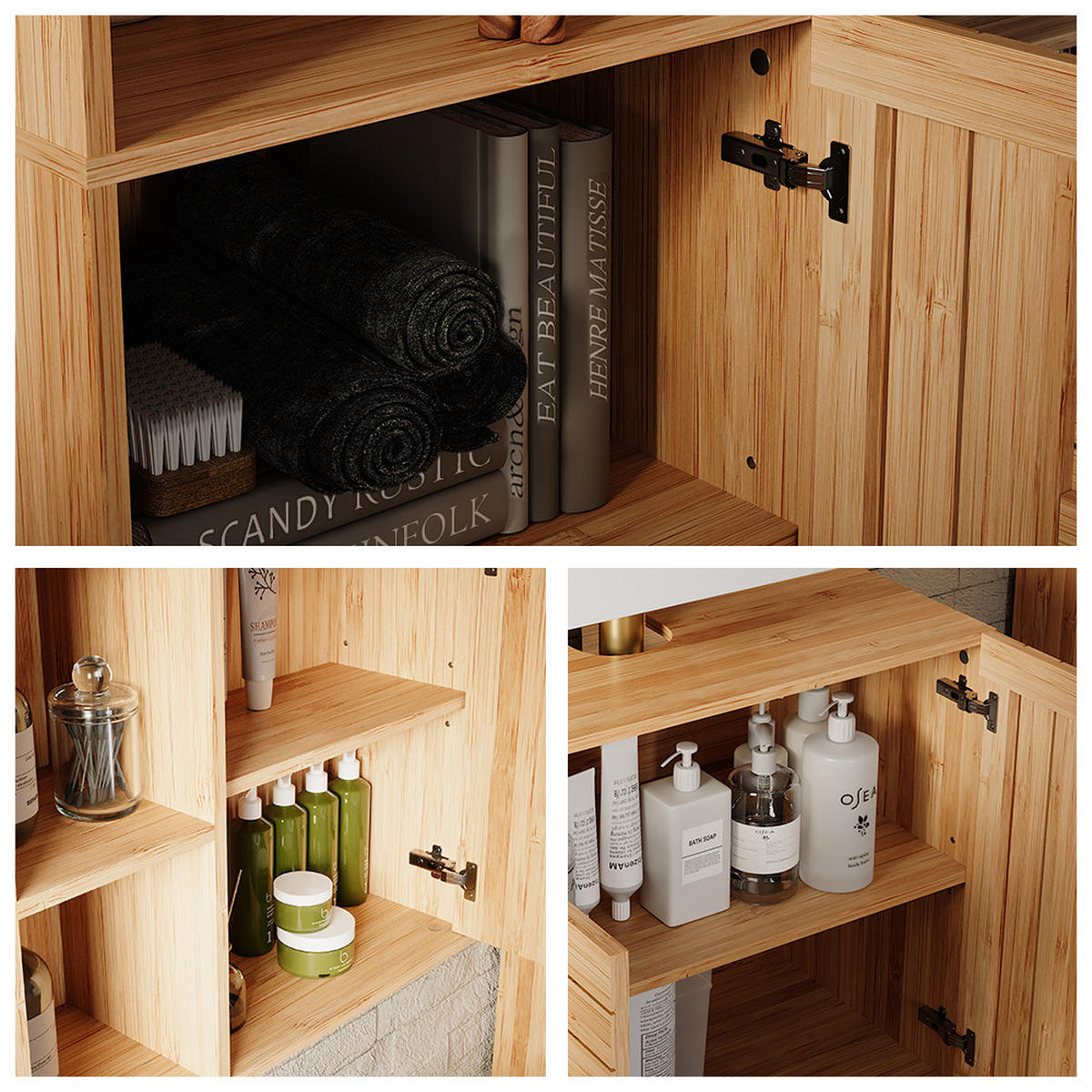 SADA KÚPEĽŇOVÉHO NÁBYTKU Lucie Bambus - zelená, kompozitné drevo (60/65/36cm) - Vicco