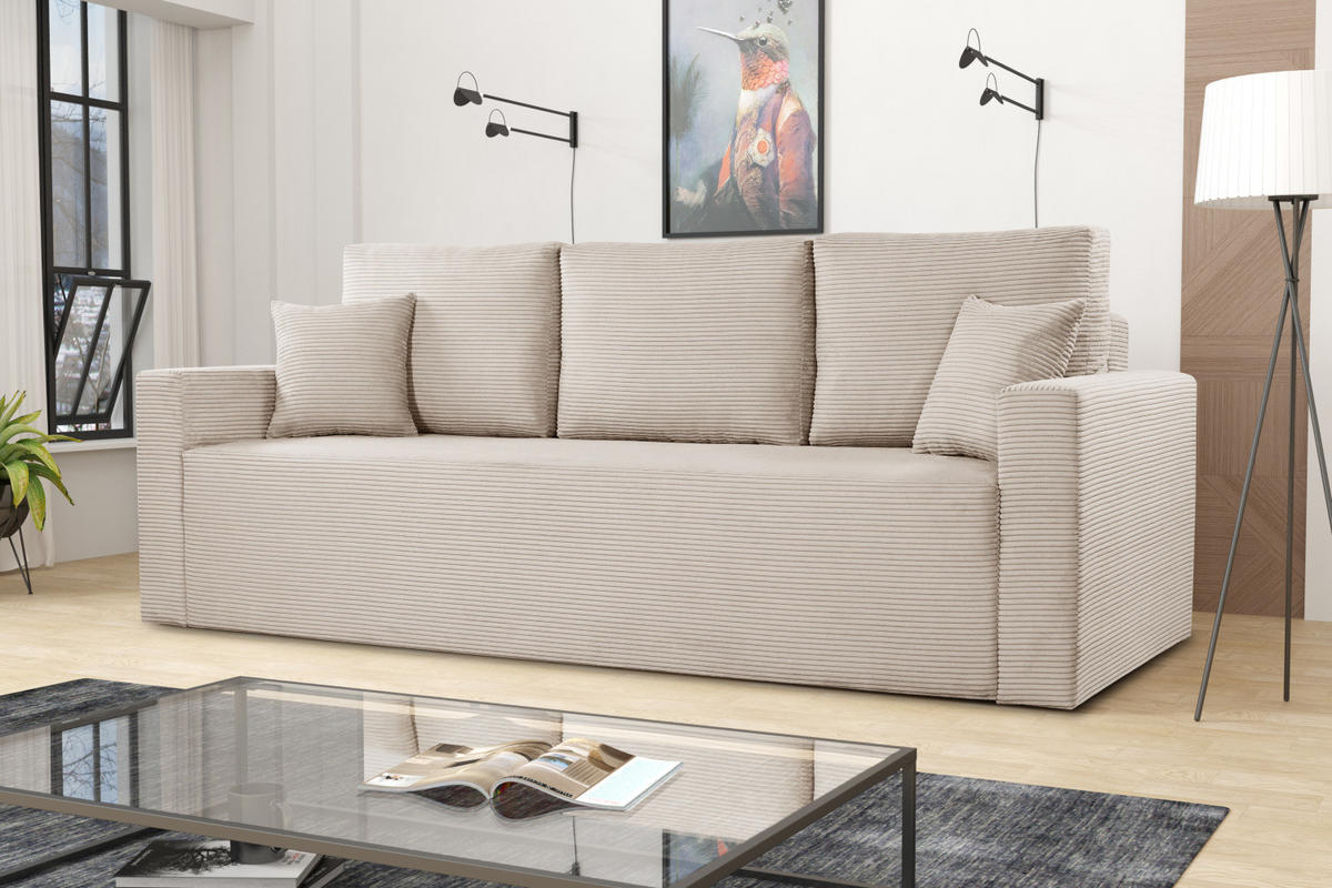 SCHLAFSOFA ZOOM Mit Bettkasten Stoff Zoom Perle - Ecru, Holz/Textil (227/90/92cm) - Kaiser Möbel
