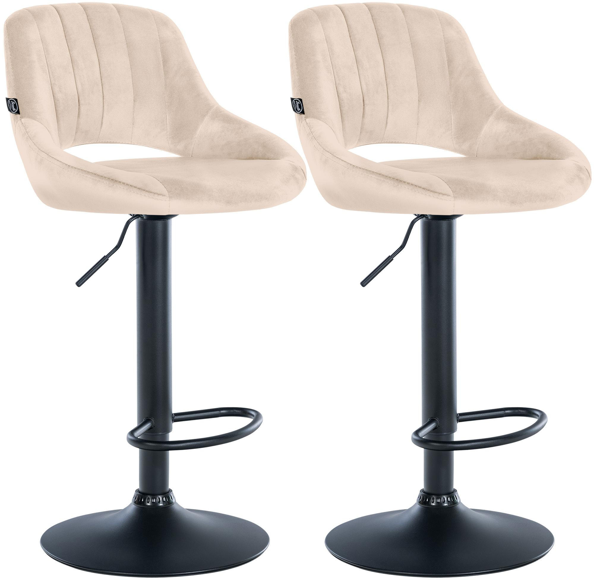 BARHOCKER 2er Set Samt creme - Creme/Schwarz, Textil (47/85/48cm) - CLP