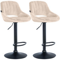 BARHOCKER 2er Set Samt creme - Creme/Schwarz, Textil (47/85/48cm) - CLP