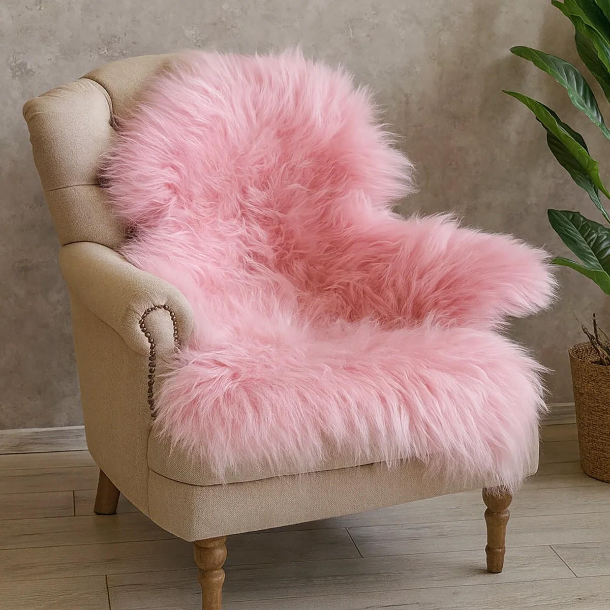 SCHAFFELL Island Rosa, Lange Zottelige Wolle, ca. 100 cm - Rosa, Fell (60/100cm) - Provellus