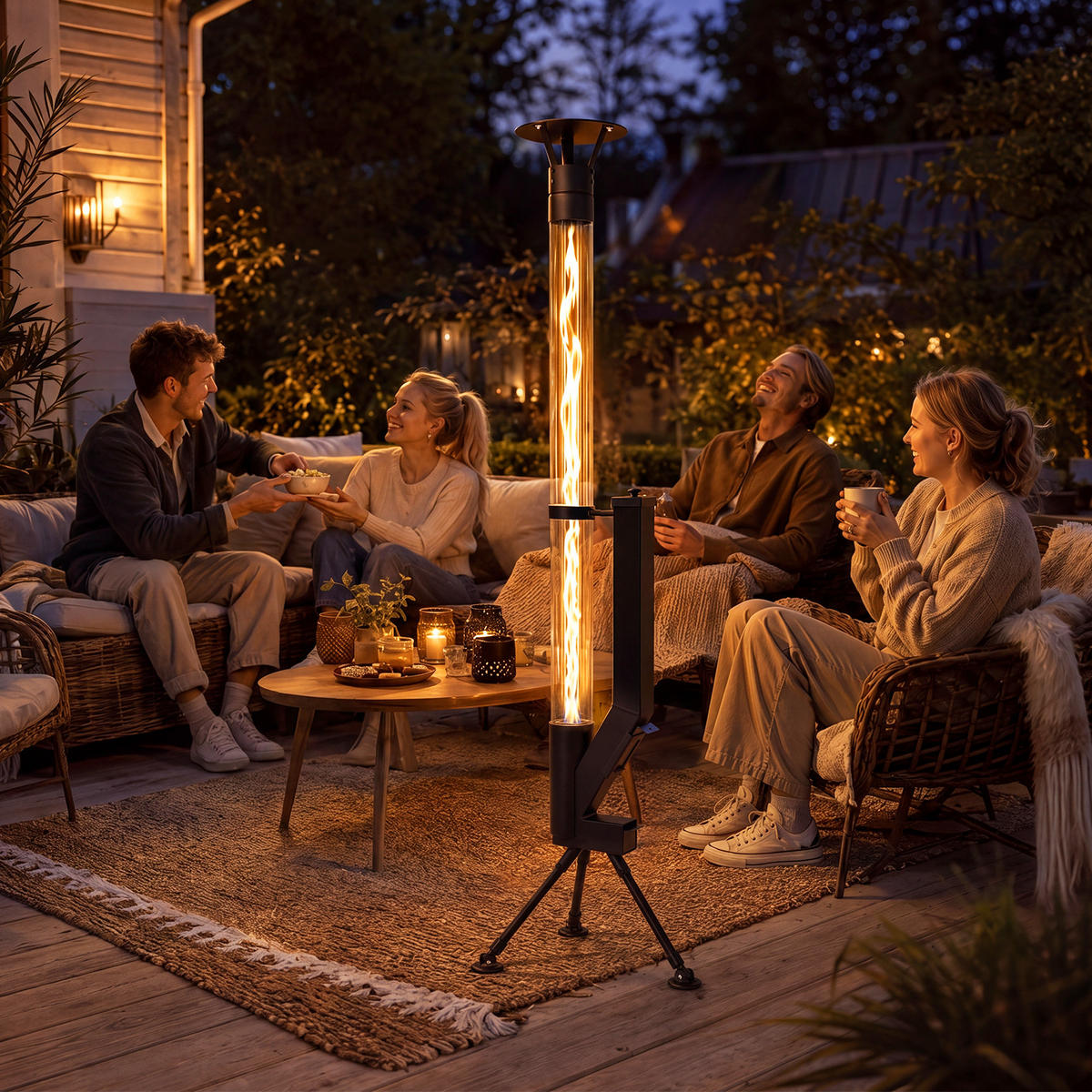 TERRASSENHEIZER Zovmar 44.5/21/167 cm - Schwarz, Glas/Metall (21/167/44.5cm) - ZMH