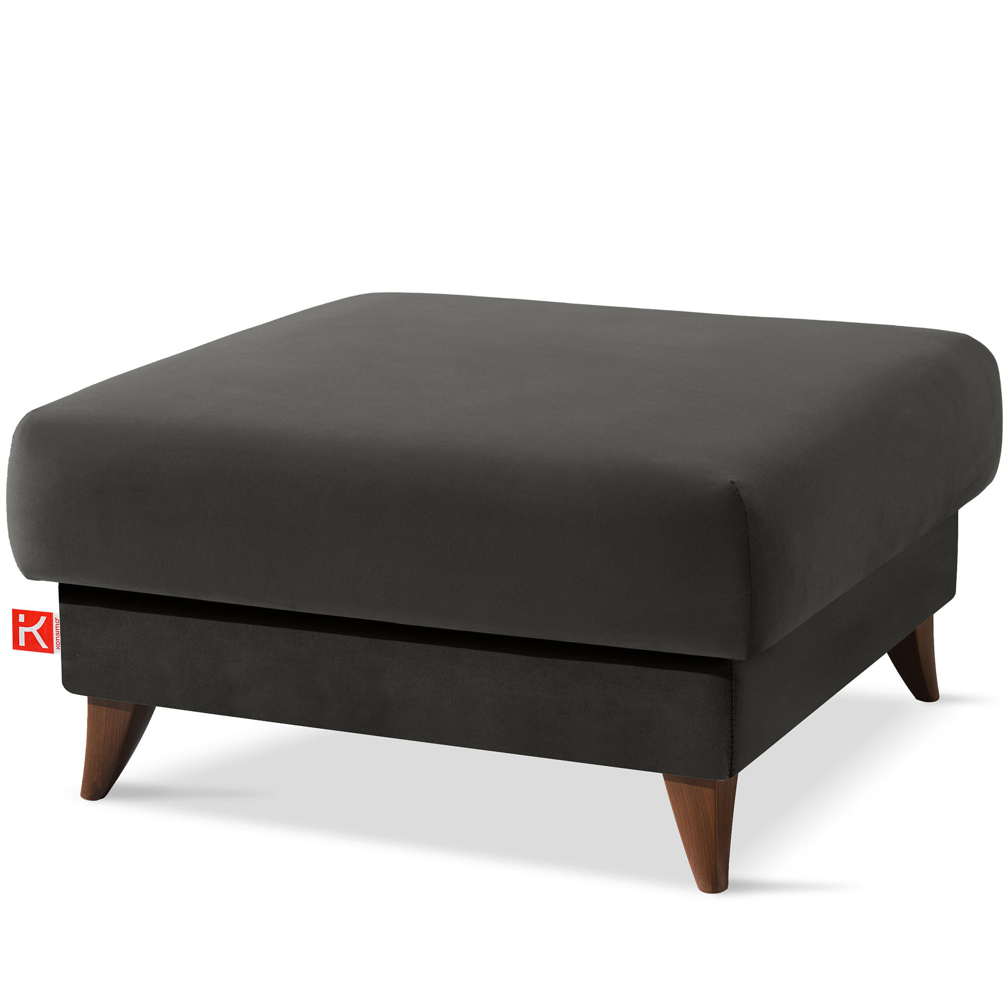 HOCKER GUSTAVO Velours, Anthrazit - Anthrazit, Holz/Holzwerkstoff (92/49/92cm) - KONSIMO®