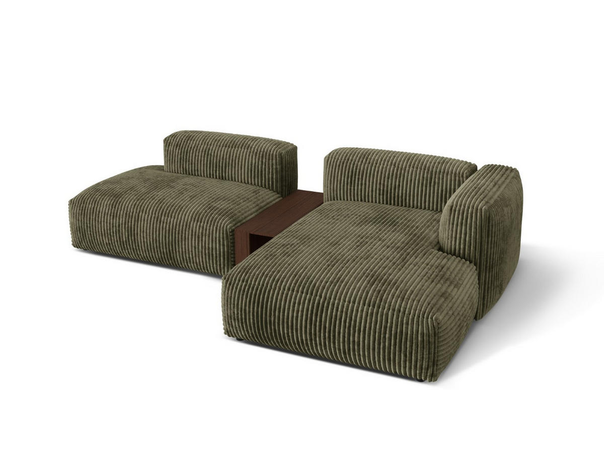 ECKSOFA modular rechts Martina aus Cord moosgrün 2 Sitzplätze - Salbeigrün, Textil (176/285cm) - Micadoni