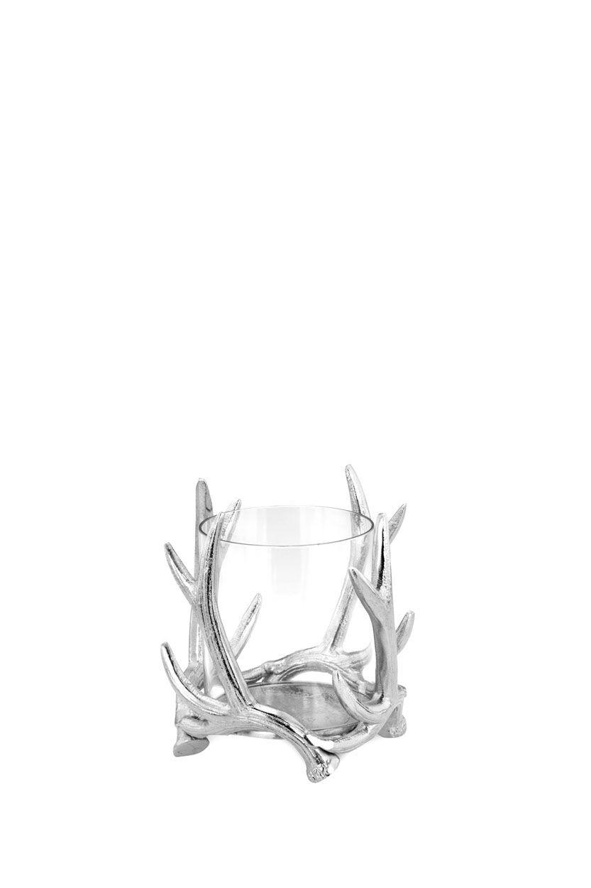 WINDLICHT Geweih H 15 cm, Außen-Ø: 15 cm - Silberfarben, Paraffin (15/15/15cm) - Hermann Bauer jun. Kollektion GmbH