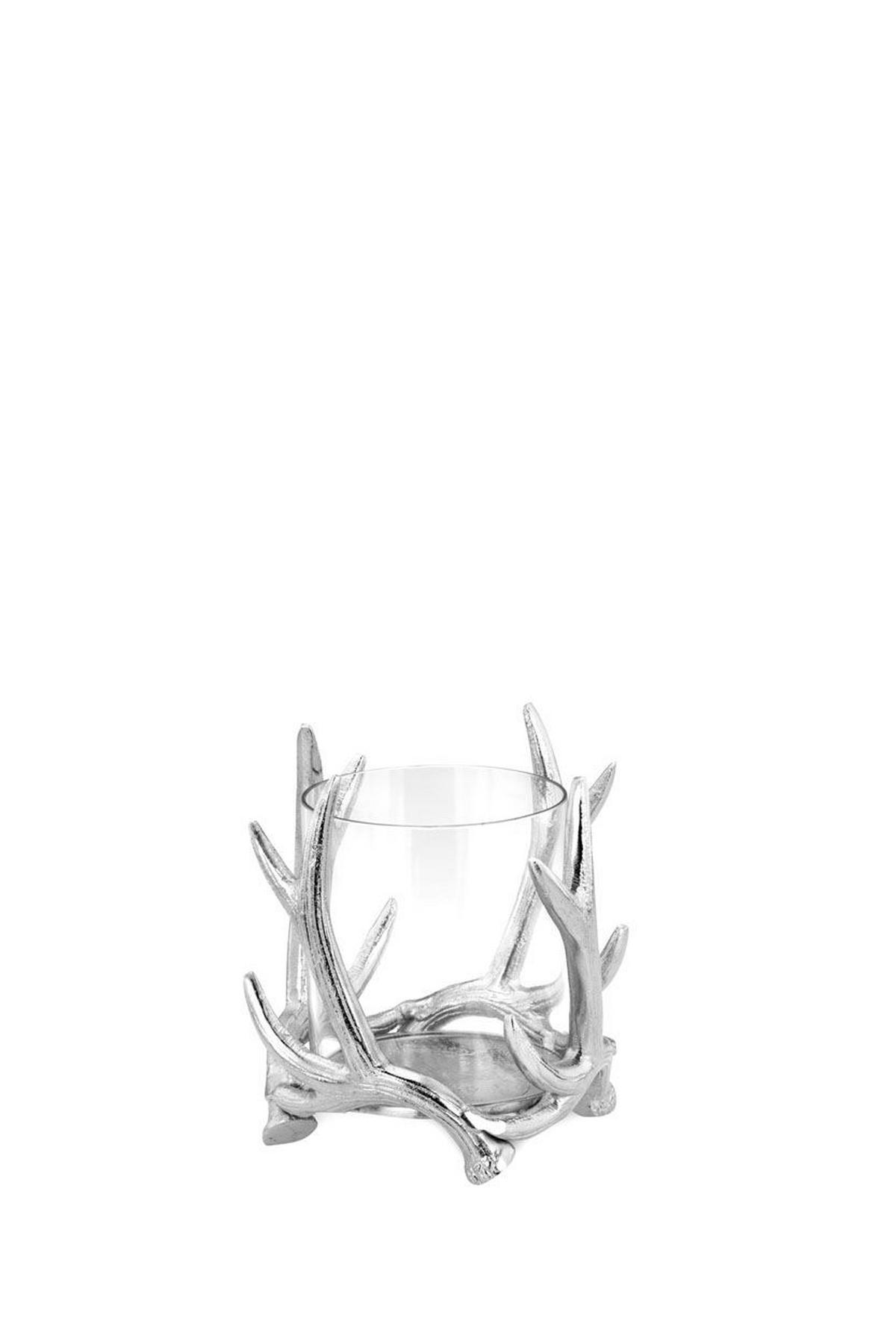 WINDLICHT Geweih H 15 cm, Außen-Ø: 15 cm - Silberfarben, Paraffin (15/15/15cm) - Hermann Bauer jun. Kollektion GmbH