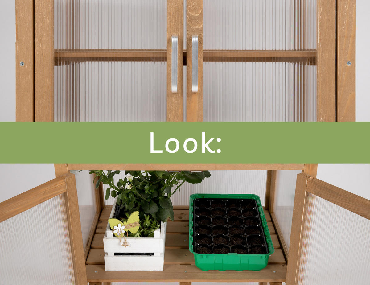 GEWÄCHSHAUS aus Holz für Balkon & Garten, mit Polycarbonat - Braun, Holz (56/76/43cm) - needs&wants