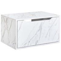 WASCHBECKENUNTERSCHRANK wandmontiertk 60 cm Weißer Marmor Petrolina - Weiß, Holzwerkstoff (60/33/39cm) - Beliani