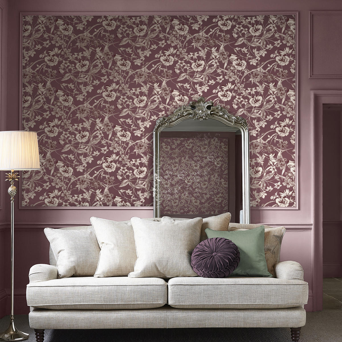 VLIESTAPETE Summerhill Pale Brombeere - Schwarz, Papier/Kunststoff (53/1000cm) - Graham & Brown