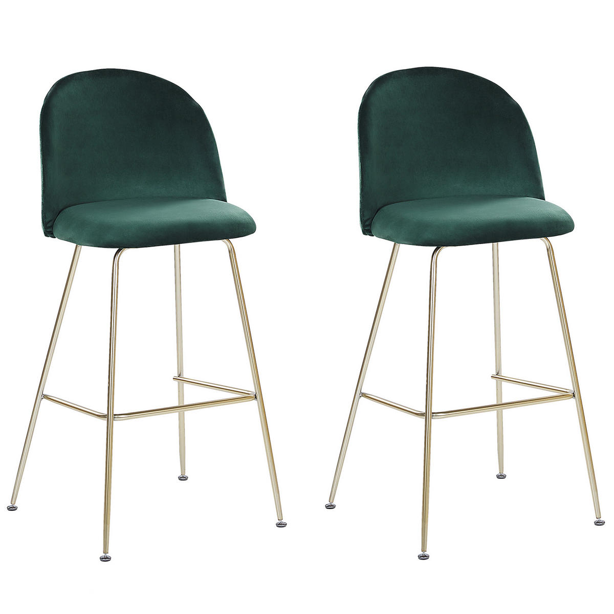 BARSTUHL 2er-Set Samtstoff Grün Arcola - Grün, Textil/Metall (52/114/54cm) - Beliani