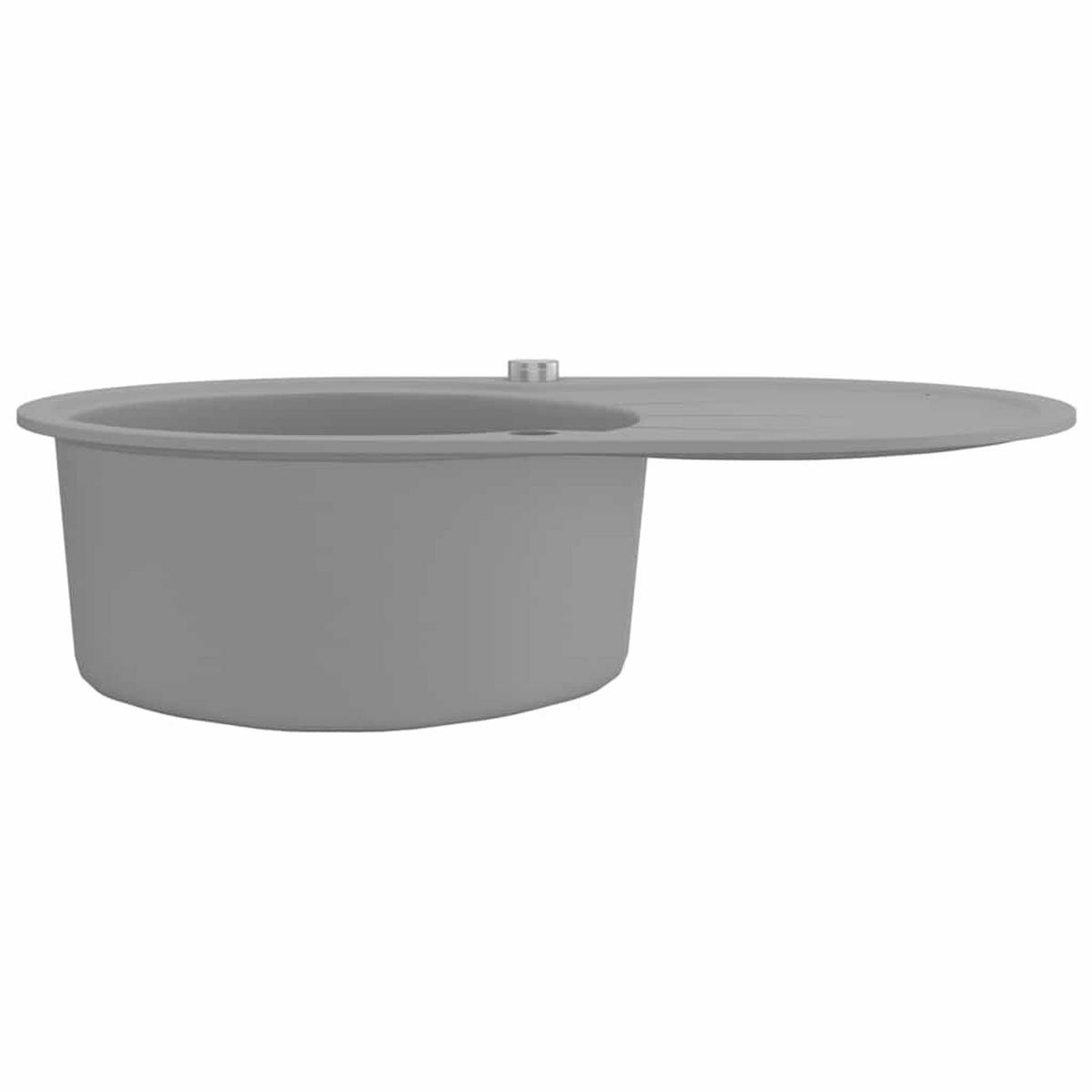 SPÜLE Granit Einzelbecken Oval Grau - Grau, Stein (49/20.5/77cm) - vidaXL