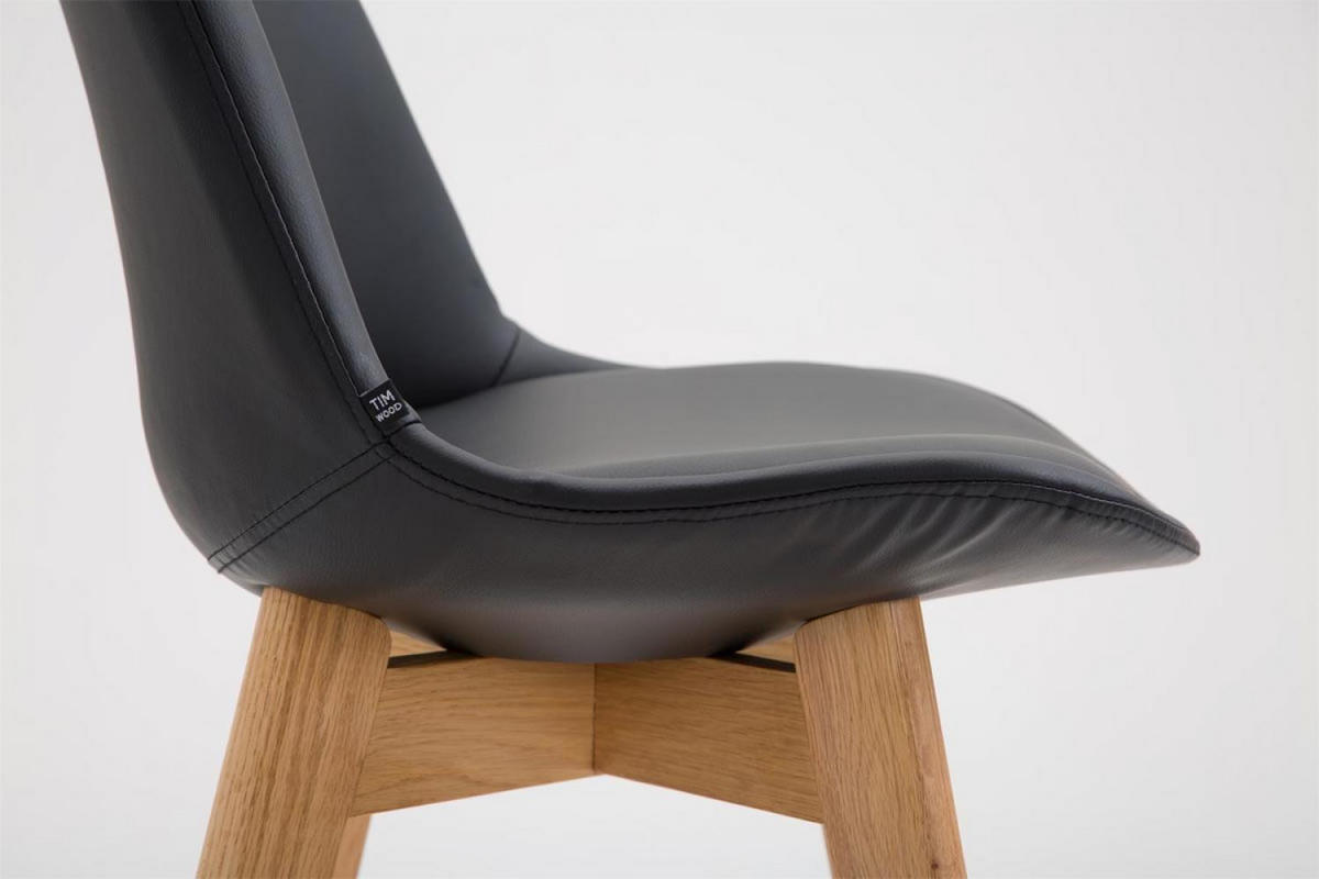 BARHOCKER Lederlook schwarz - Eukalyptusholzfarben/Schwarz, Holz/Textil (48/112/56cm) - CLP