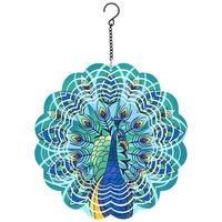 WINDSPIEL Pfau 30 cm Edelstahl 3D-Effekt - Multicolor, Metall (30/30/1cm)
