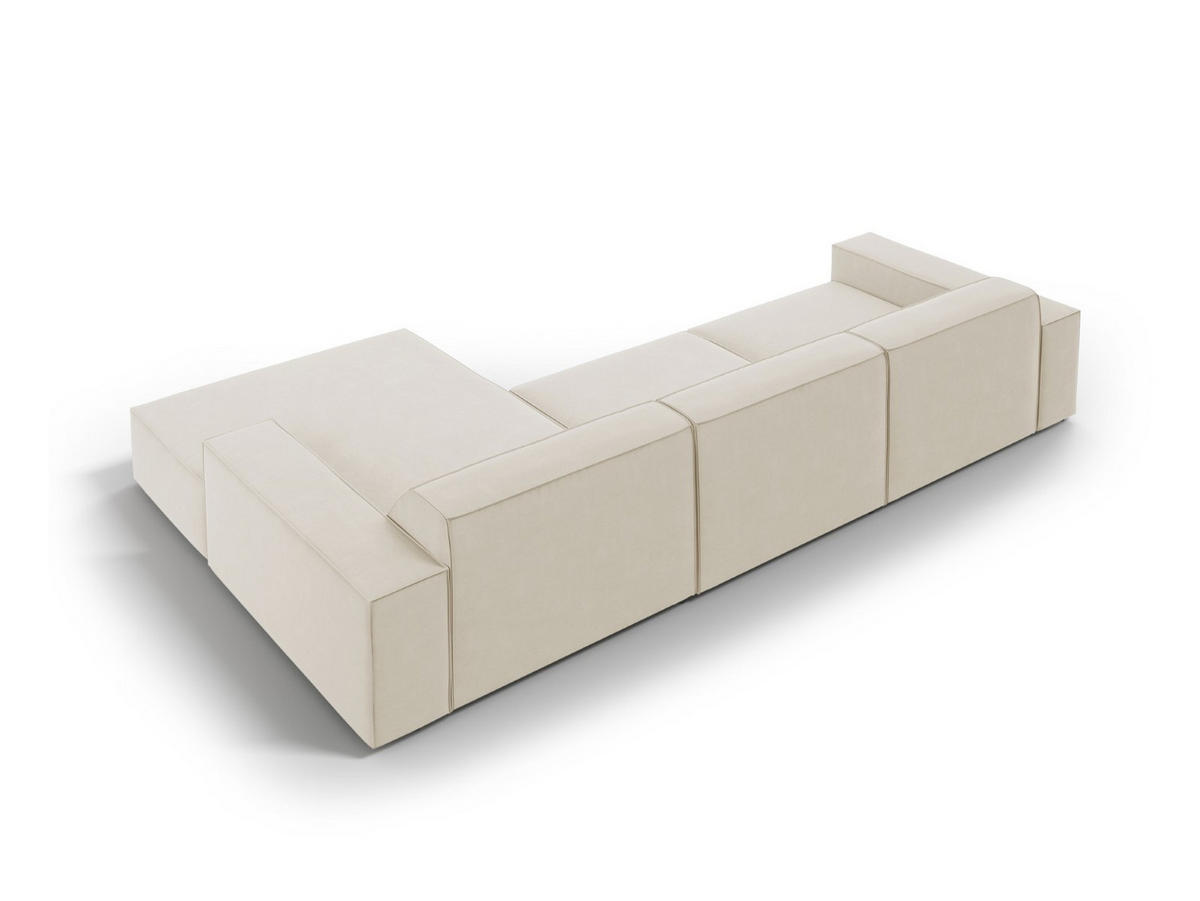 ECKSOFA rechts Jodie aus Samt dunkelbeige 4 Sitzplätze - Mokka, Textil (166/284cm) - Micadoni