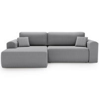 ECKSOFA Belvio Hellgrau Links - Hellgrau/Schwarz, Holz/Textil (257/177cm) - Graingold