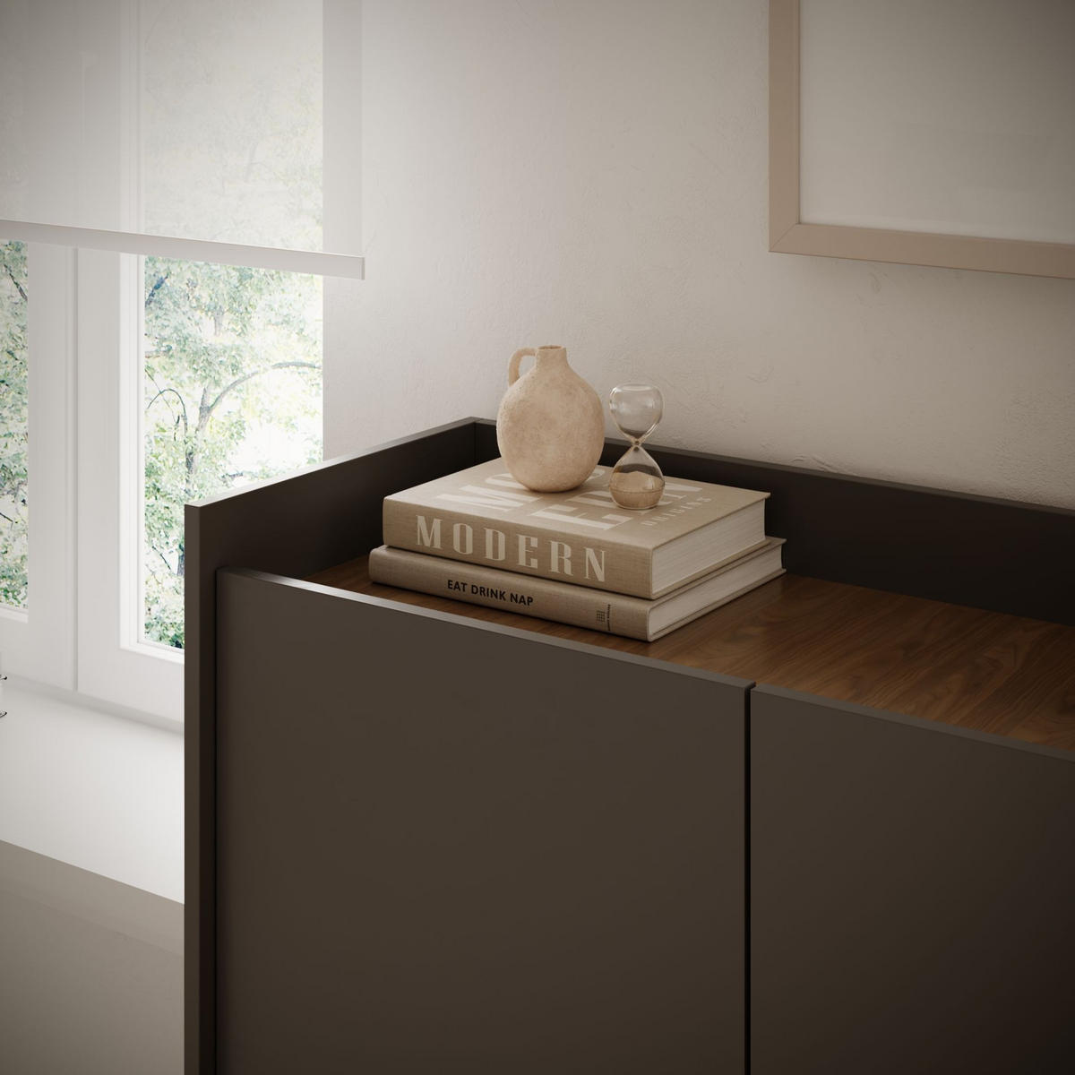 SIDEBOARD Tovi Schwarz / Holzoptik Nussbaum 140 cm - Schwarz, Holzwerkstoff/Metall (139.8/95.5/36.4cm) - Selsey