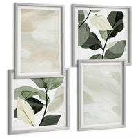 BILDER SET 4er Set - 50x50 cm & 40x60 cm Silberner Rahmen - Leuchtende, abstrakte Boho-Farben - Silberfarben, Kunststoff (50/50cm) - TULUP