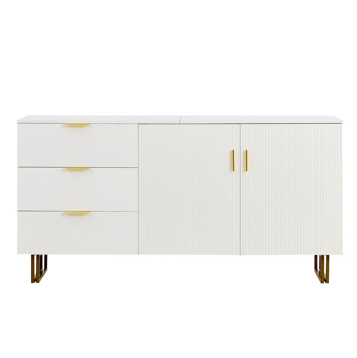 SIDEBOARD 160/40/81,5 cm Weiß aus MDF mit 3 Schubladen und 2 Türen - Weiß, Holzwerkstoff (40/81.5/160cm) - OKWISH