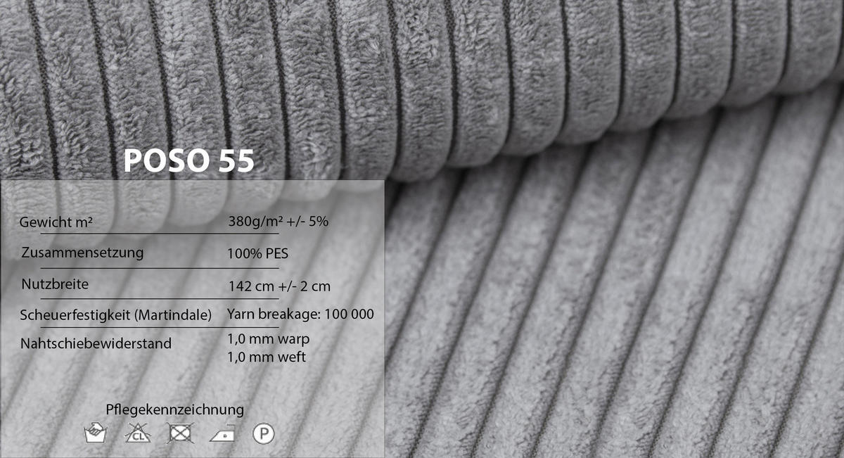 SCHLAFSOFA mit Bettkasten und Cordstoff MONA Grau - Grau, Holzwerkstoff (255/85/105cm) - Compleo24