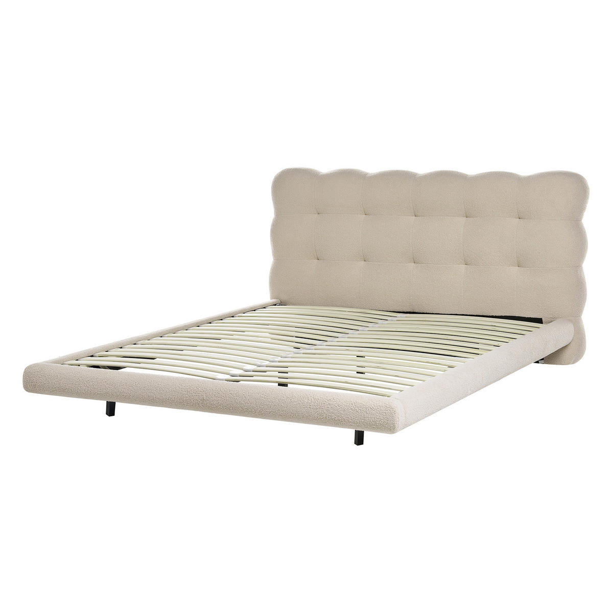 BETT mit Lattenrost 140/200 Bouclé Beige Soulisse - Beige/Schwarz, Textil (140/200cm) - Beliani
