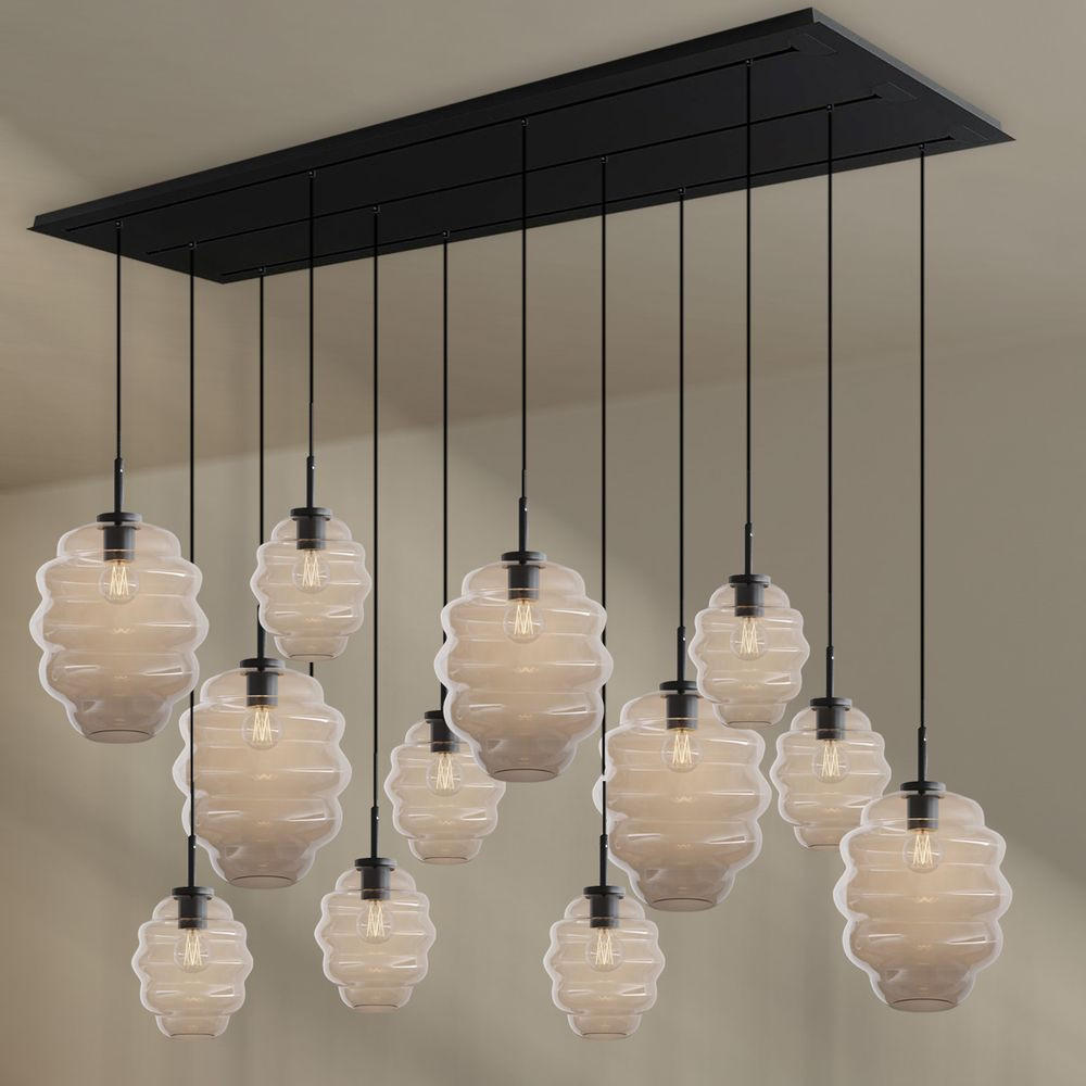 HÄNGELEUCHTE Echos 12-flammig Klar Ø 18/25cm - Klar/Schwarz, Glas (18/18/20cm) - s.luce