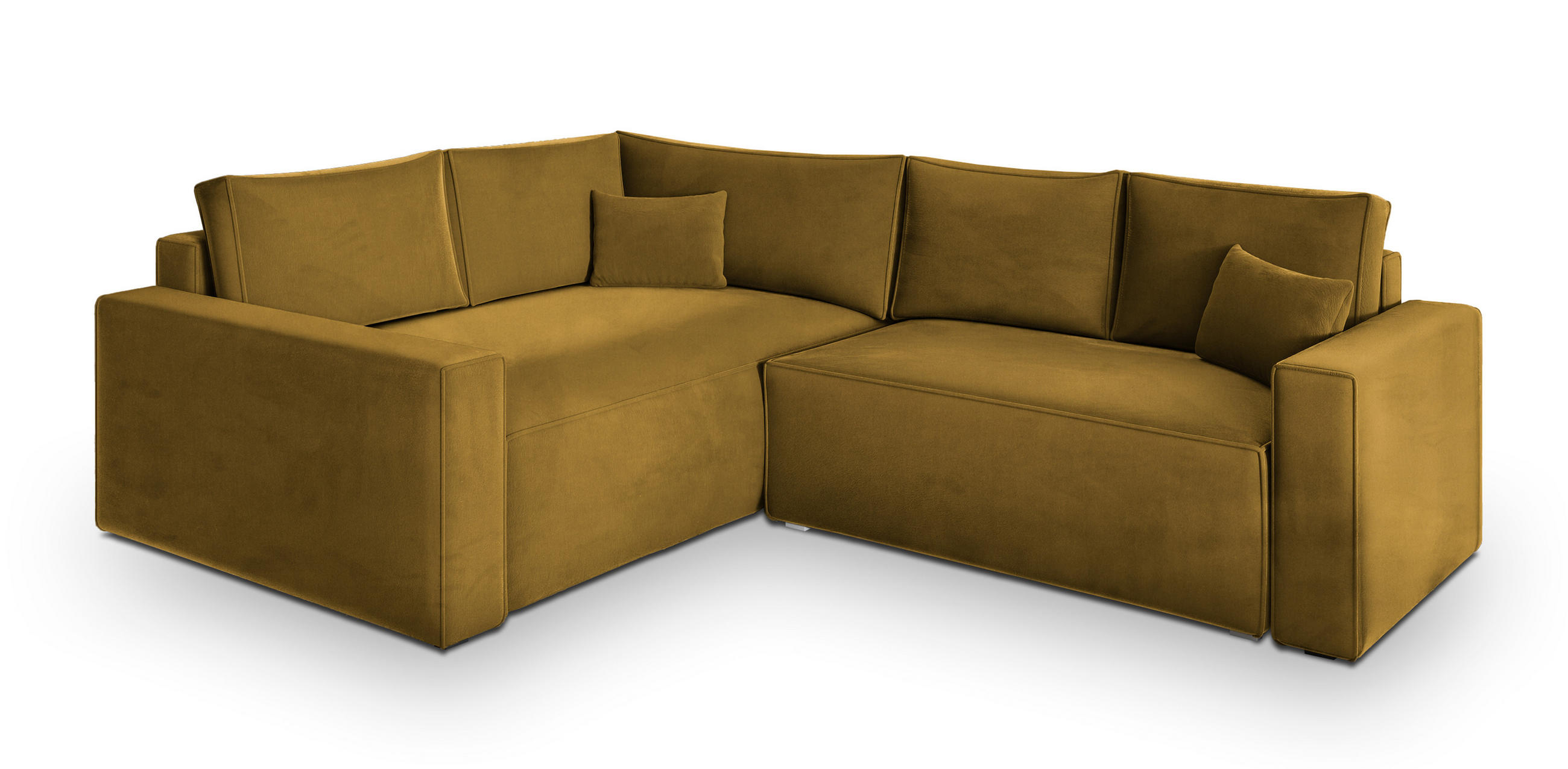 ROHOVÁ SEDAČKA ERONIS žlutá - šedá/žlutá, dřevo/textil (265/194cm) - MASSENO