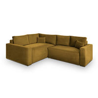 ROHOVÁ SEDAČKA ERONIS žlutá - šedá/žlutá, dřevo/textil (265/194cm) - MASSENO