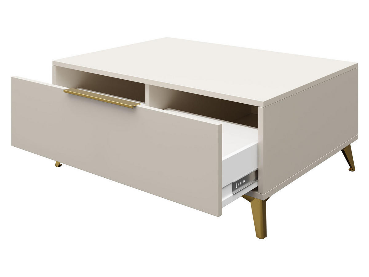 COUCHTISCH Xylix 1SZ - Beige/Goldfarben, Holzwerkstoff/Metall (75/104/45cm) - MIRJAN24