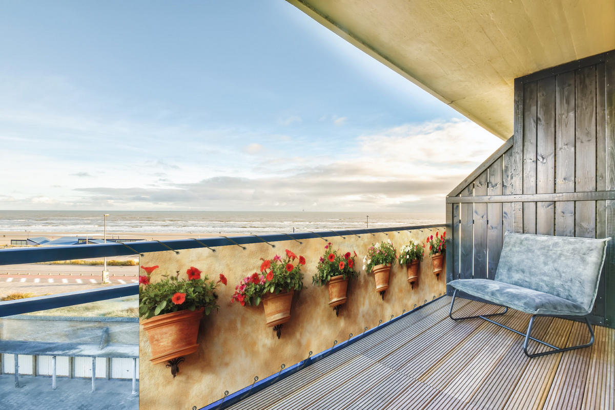 BALKON-SICHTSCHUTZ Blumentöpfe - Wand - Vintage - Terra cotta, Kunststoff (500/130cm) - MuchoWow