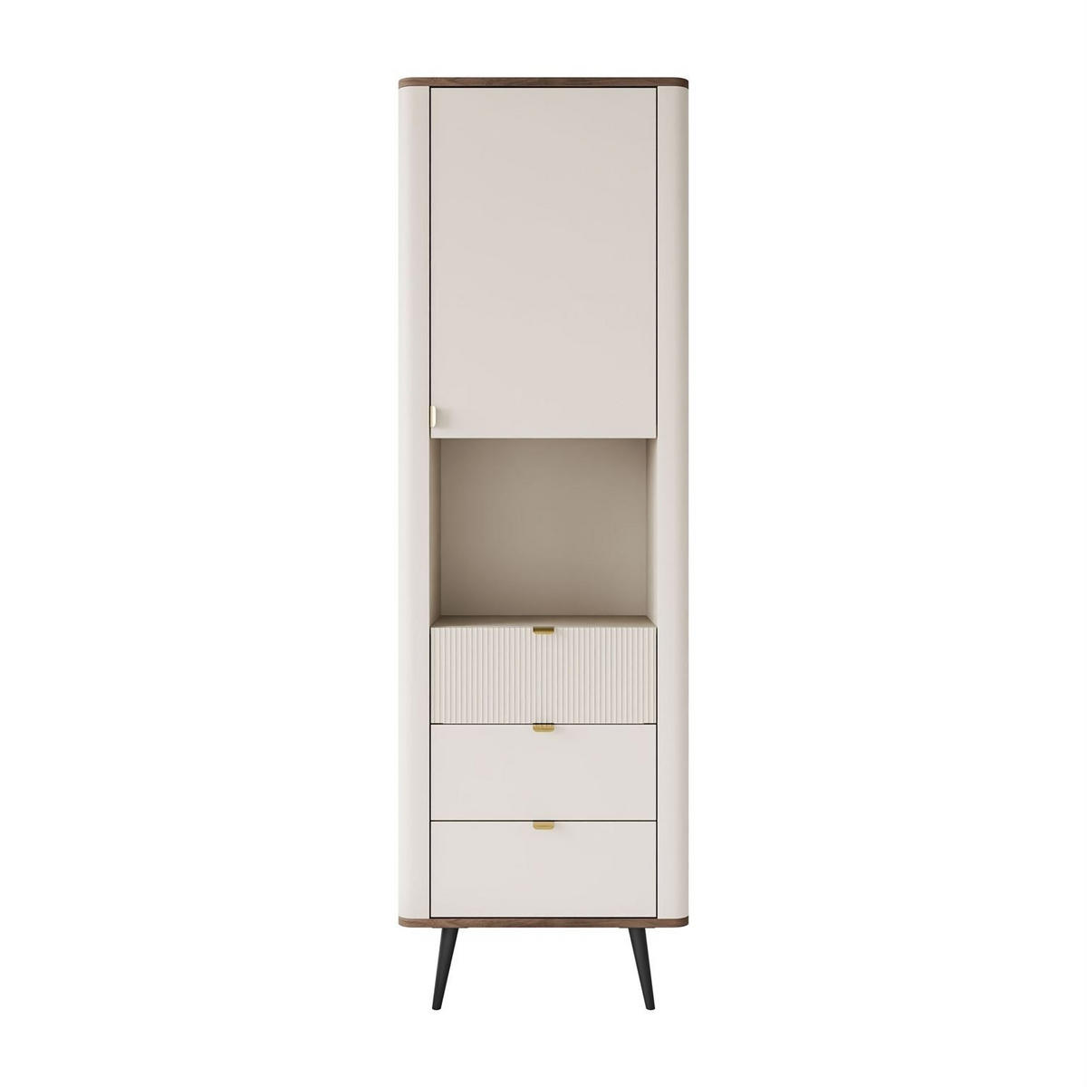 REGAL schmal AUTUMN 1D3S mit Schubladen, Kaschmir / Nussbaum - Beige, Holzwerkstoff (60/191/40cm) - Lookway