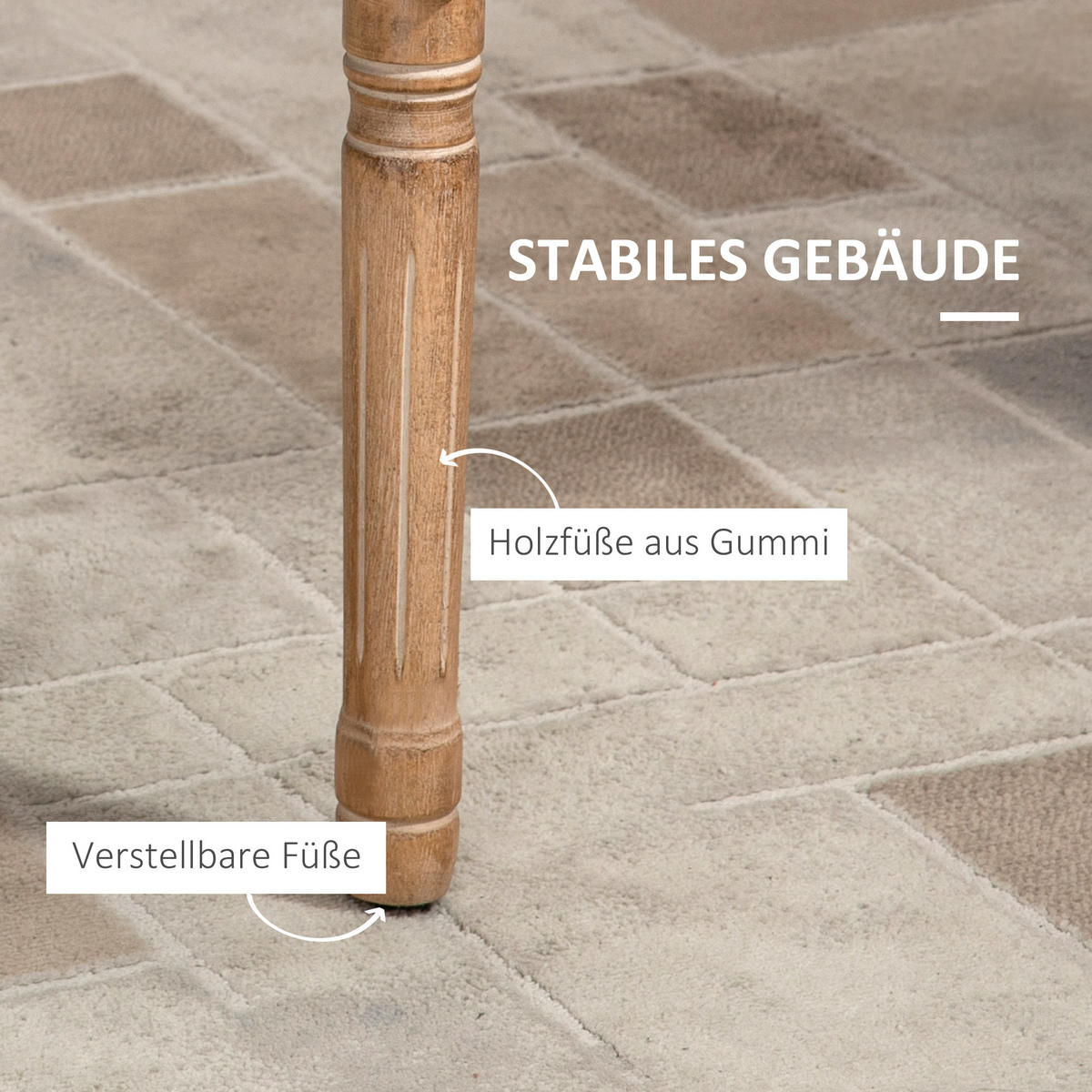 ESSZIMMERSTUHL Küchenstuhl mit Armlehne im Vintage Design Leinen Optik - Creme, Holz (63.5/96/59cm) - HOMCOM