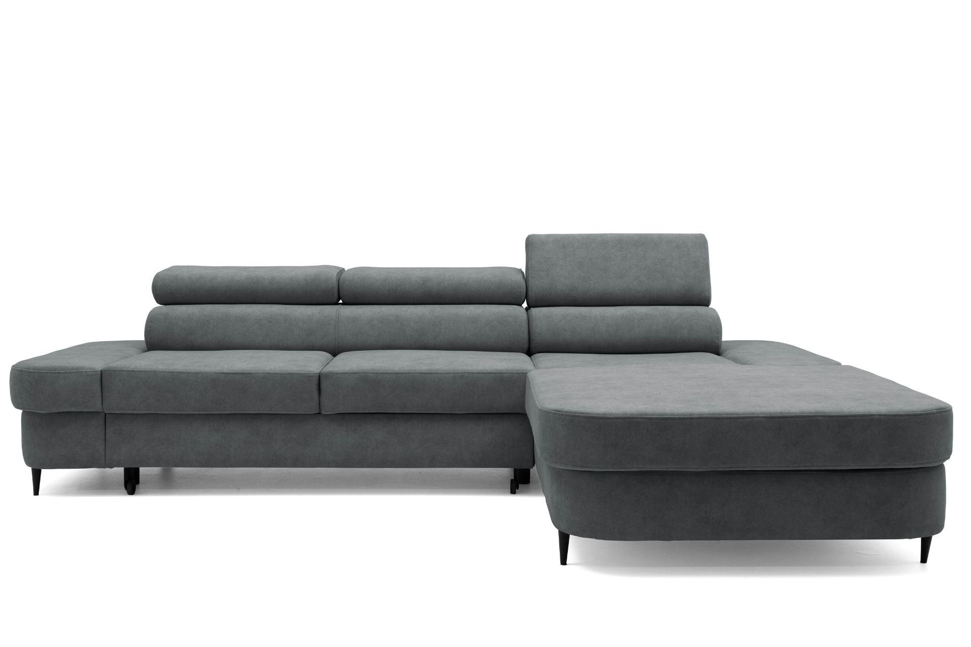 ECKSOFA JAZZ L Rechts mit Schlaffunktion 127x216 Velours Grau - Schwarz/Grau, Holz/Textil (237/285cm) - Muffo