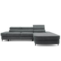 ECKSOFA JAZZ L Rechts mit Schlaffunktion 127x216 Velours Grau - Schwarz/Grau, Holz/Textil (237/285cm) - Muffo