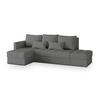 ECKSOFA LUMARI L-S Grau Plüsch-Stoff mit Schlaffunktion - Grau, Holz (262/143cm) - MASSENO