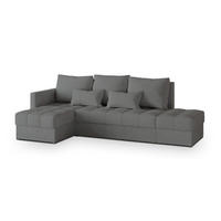 ECKSOFA LUMARI L-S Grau Plüsch-Stoff mit Schlaffunktion - Grau, Holz (262/143cm) - MASSENO
