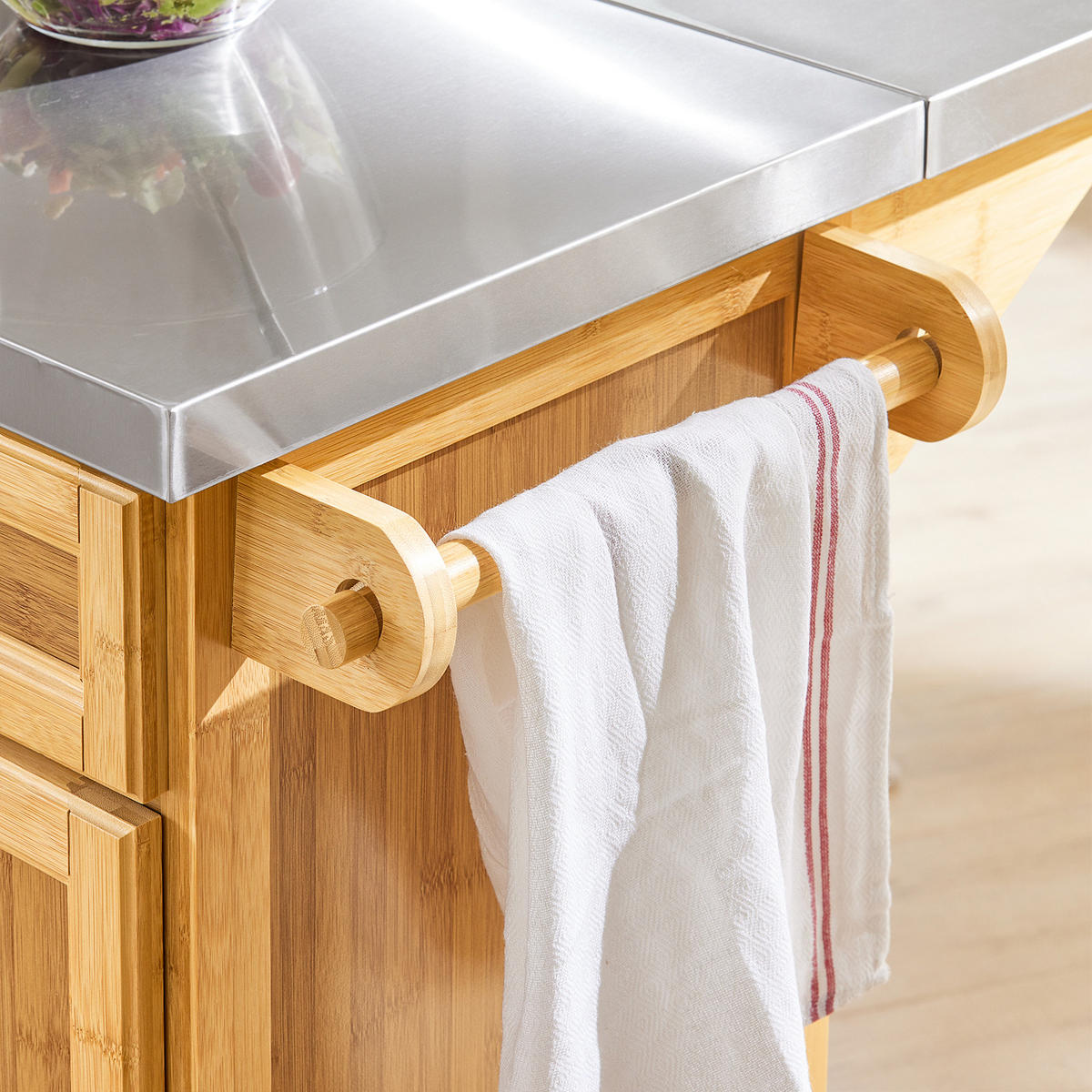 KÜCHENINSEL rollbar Bambus - Naturfarben, Holz/Holzwerkstoff (115/92/71cm) - SoBuy