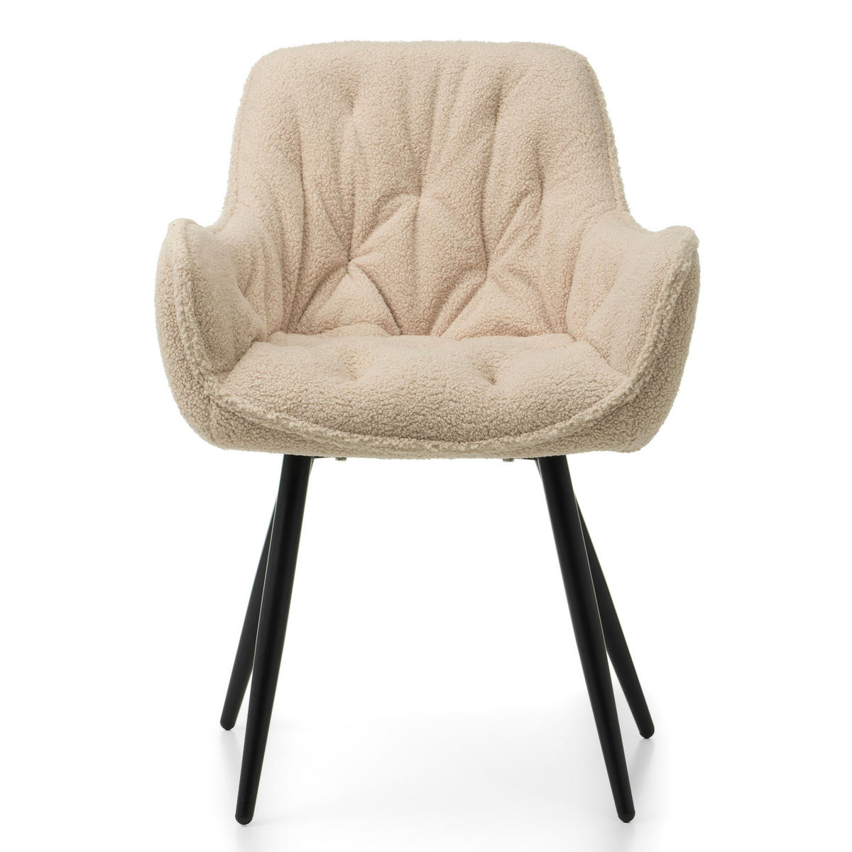 STUHL SIENA gepolstert mit Steppung - boucle beige - Beige/Schwarz, Textil/Metall (58/87/61cm) - NEW HOME